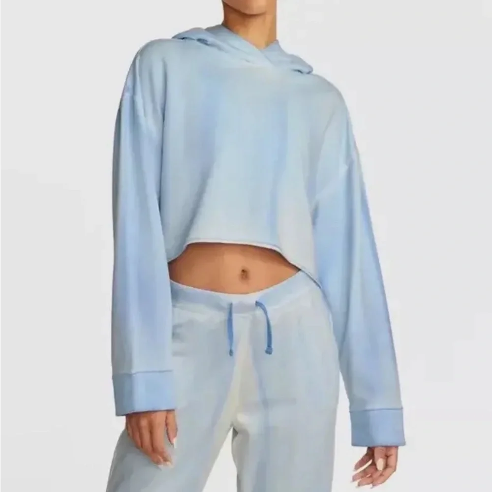 NIKE Yoga Soft Luxe Women's Medium Fleece Hoodie In Blue Stretch NEW